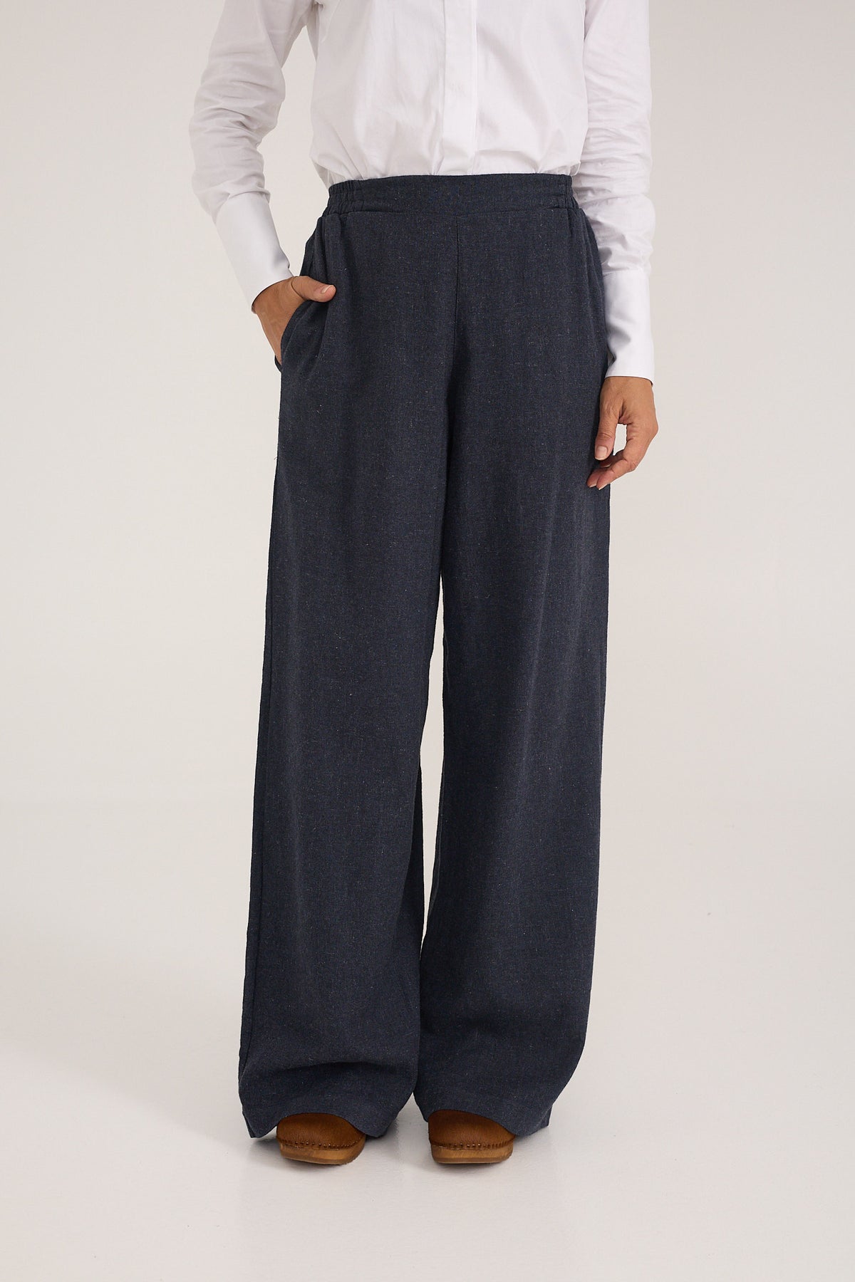 Pantalón Nina Navy palazzo de algodón