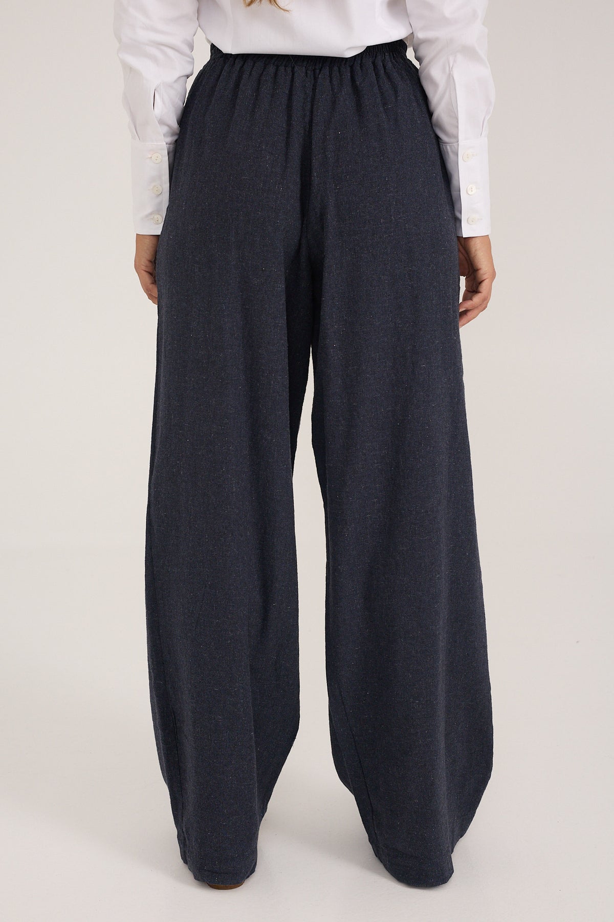 Pantalón Nina Navy palazzo de algodón
