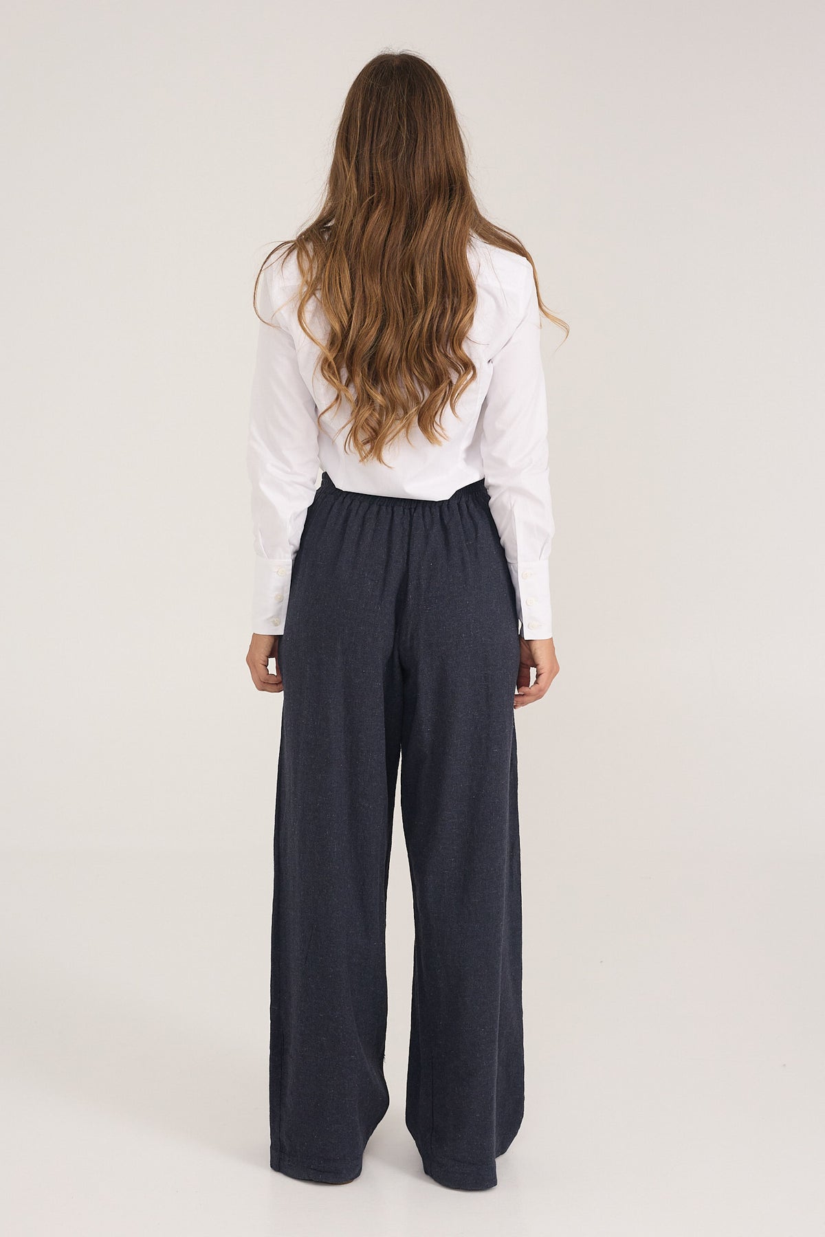 Pantalón Nina Navy palazzo de algodón
